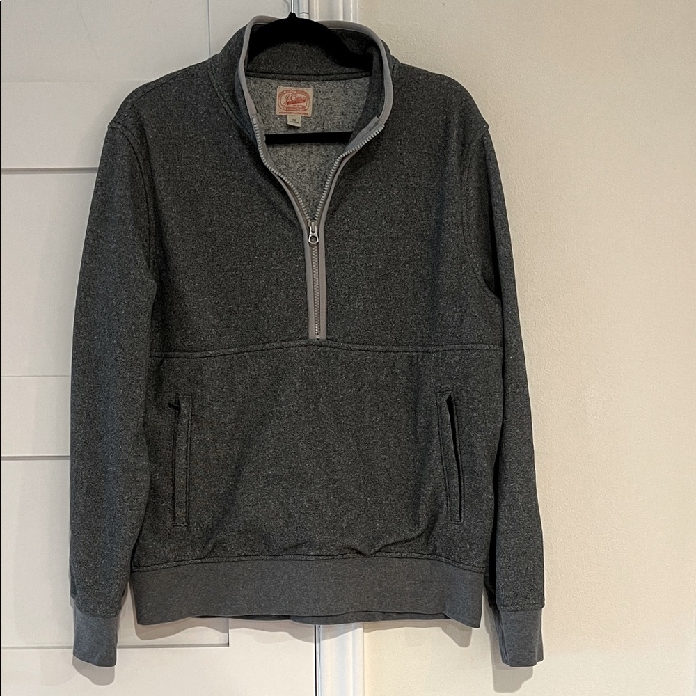 Womenβs Vintage Grey J.Crew Zip Up Sherpa Jacket with Pockets Size Medium EUC
